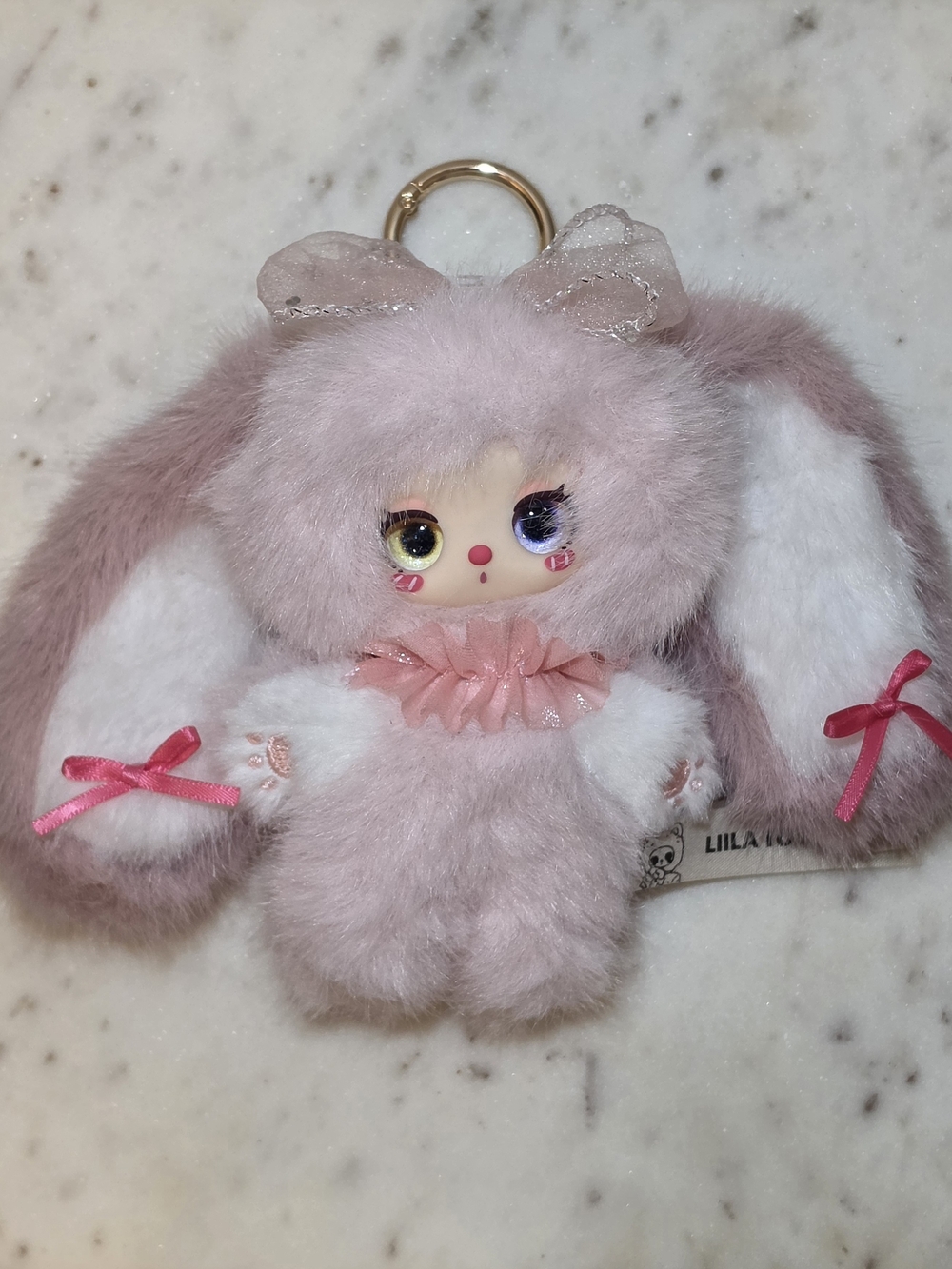 Liila’s Rainbow Candy Bunny Plush Keychain - Pink Milk Fusion